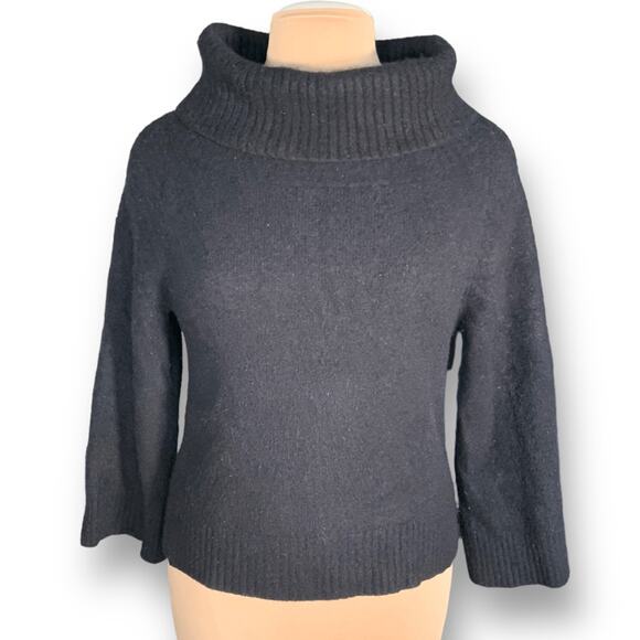 Lulu Bravo Knit Sweater Black Boxy Oversized Turtleneck Cashmere Pullover Medium - Picture 1 of 8